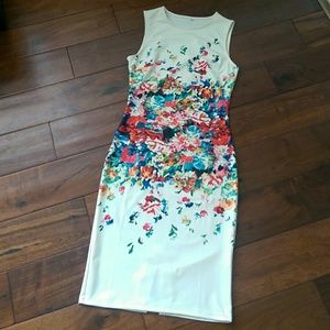 Ivory bodycon dress with flowers